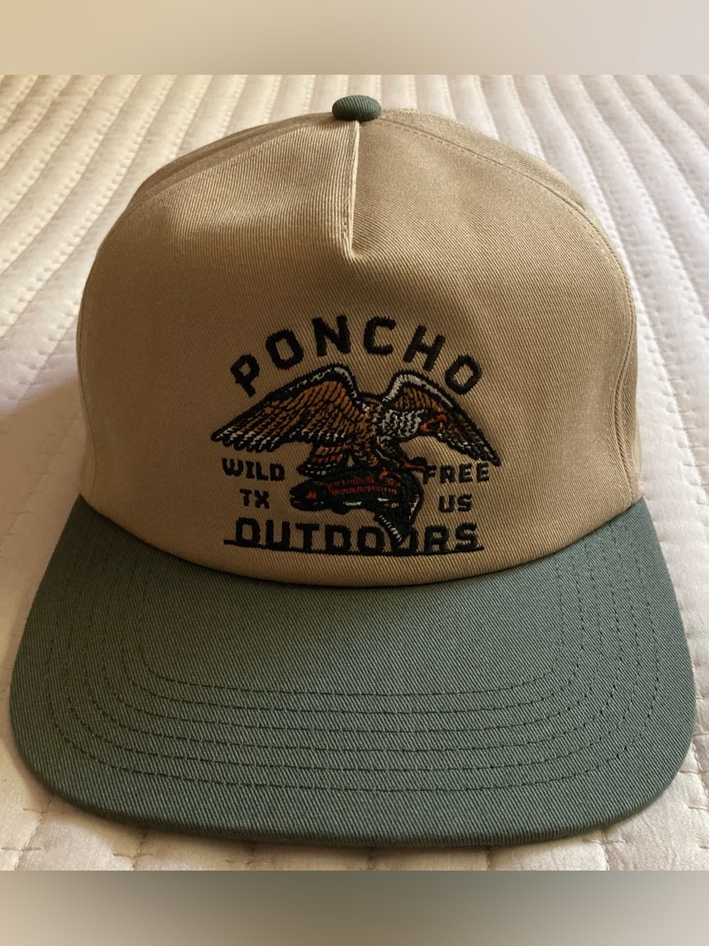 Poncho Outdoors SnapBack Hat Khaki Green Adjustable Hunting Texas Outdoors